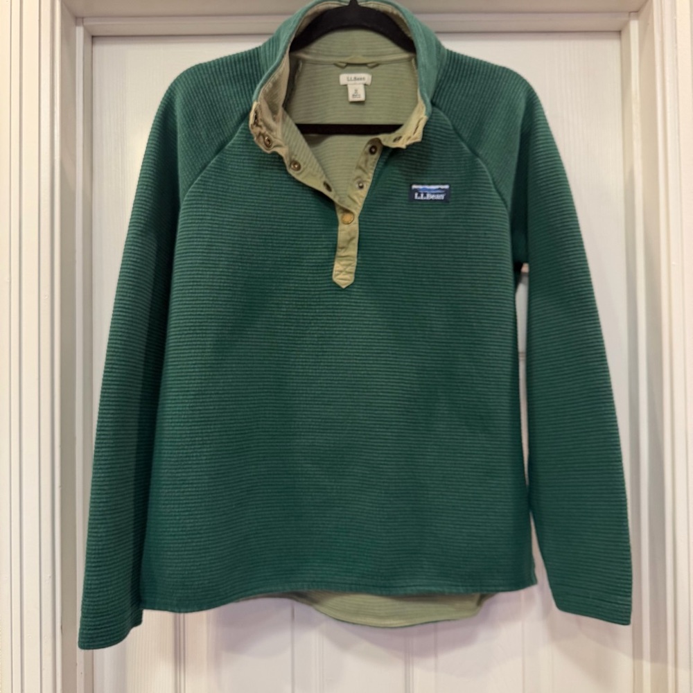L.L.Bean Lakewashed Double-Knit 1/4 Snap Pullover - Women's M
